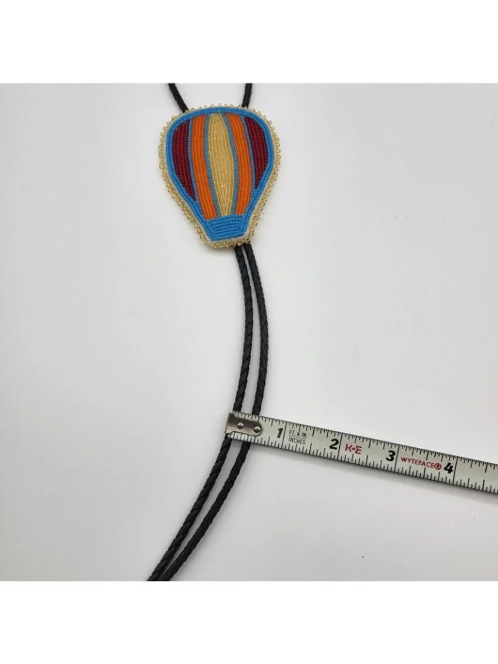 Vintage Native American Bolo Tie Hand Beaded Hot Air Balloon Frazier signed